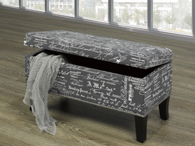FURNITUREMATTRESSDIRECT-Storage Bench with French Script  in Grey BS106