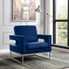ACCENT CHAIR VELVET FABRIC WITH STAINLESS STEEL FRAME - BLUE