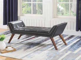 FURNITUREMATTRESSDIRECT-Storage Bench/Lounger -Brown PU With Nail Heads FB104