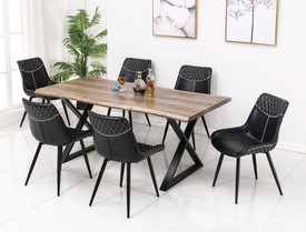 7pc Faux Dinette Set - Black PU