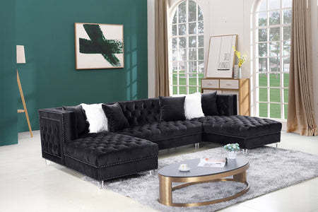 3 Piece Sofa Sectional Set in Black Velvet ***Shipped to the GTA Area Only***