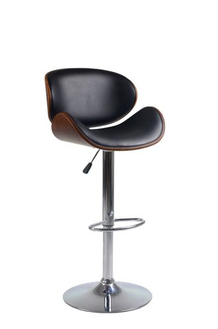 Bar Stool with Wood Backing in Black PU-2 Chairs