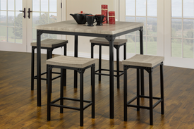 FURNITUREMATTRESSDIRECT-Pub Set with Stools - 5 pc - Reclaimed Wood | Black E-PS106