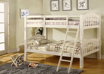 Twin/Twin White Wooden Bunk Bed