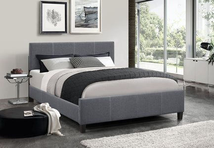 Dark Grey Fabric Bed With Contrast Stitching Queen