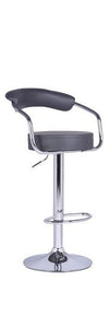 FURNITUREMATTRESSDIRECT-BAR STOOL WITH CURVED BACK & 360° SWIVEL LEATHER SEAT IN GREY D-BS120