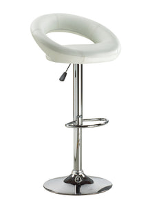 FURNITUREMATTRESSDIRECT-BAR STOOL WITH CURVED BACK & 360° SWIVEL LEATHER SEAT IN WHITE D-BS111