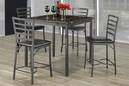 FURNITUREMATTRESSDIRECT-Pub Set with Chairs - 5 pc - Espresso | Grey E-SP102