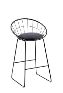 Bar Stool with Fabric Cushion and Metal Frame- Black