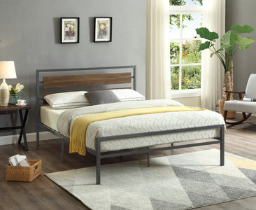 Wood Panel Bed With Steel Frame