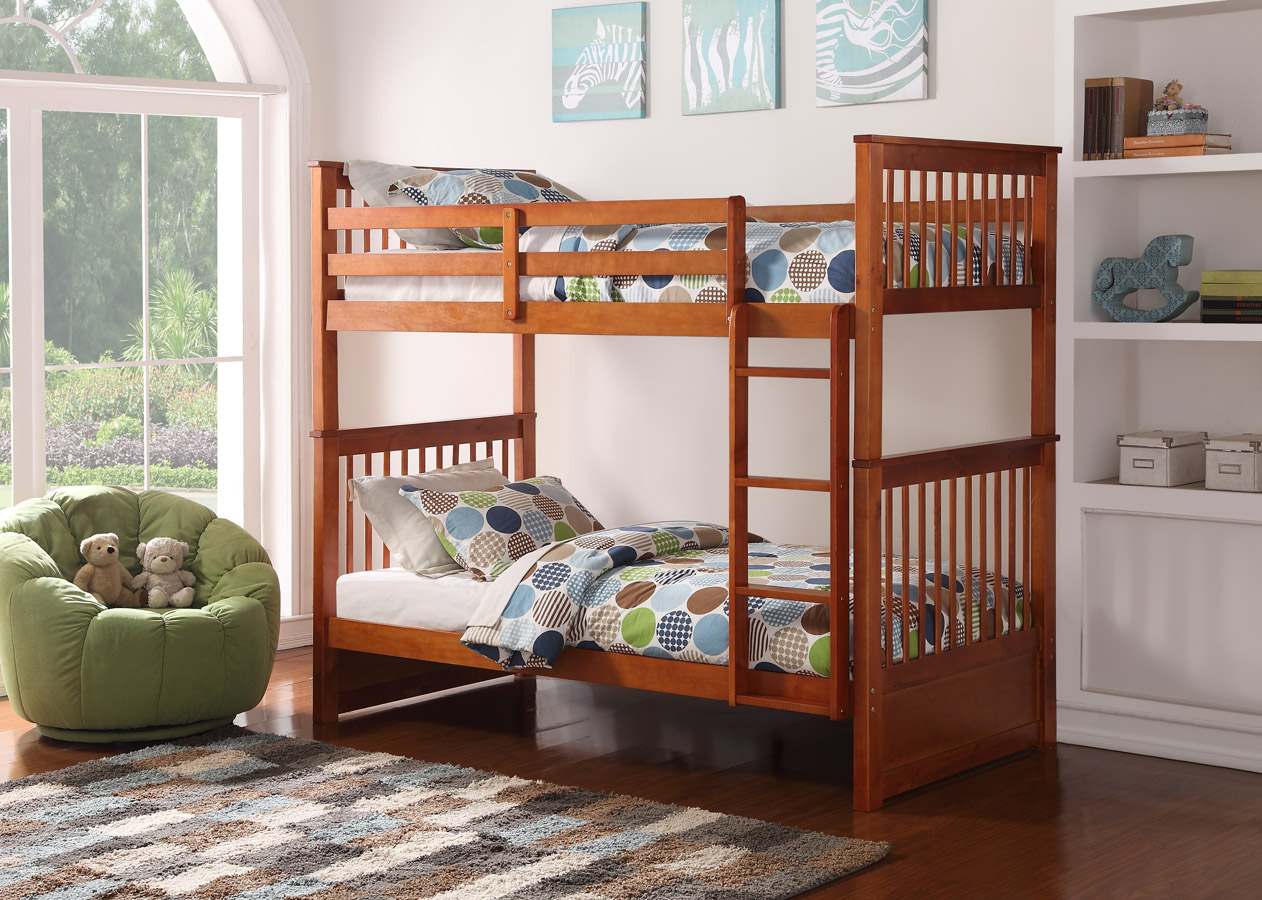 furnituremattressdirect-Mission Bunk Bed in Honey - INTBBED602