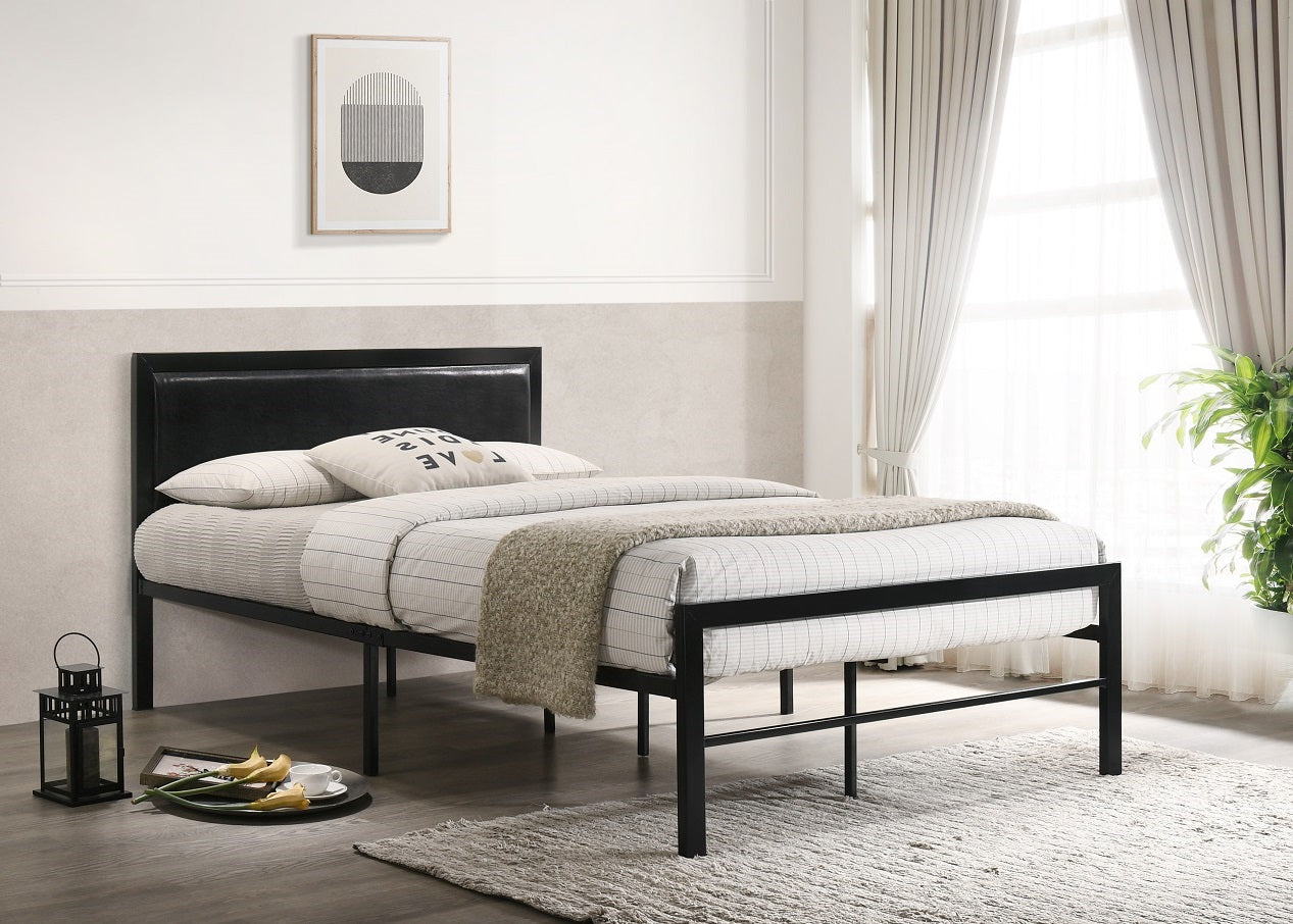 Padded Headboard Metal Platform Bed