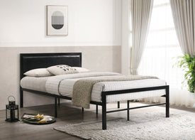 Padded Headboard Metal Platform Bed