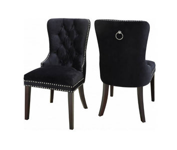 FURNITUREMATTRESSDIRECT-Velvet Dining Chair in Black INT-CHA110