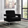 ACCENT CHAIR VELVET FABRIC WITH STAINLESS STEEL FRAME - BLACK