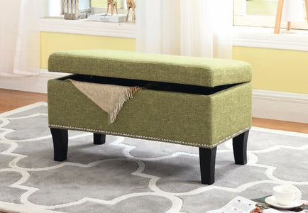 FURNITUREMATTRESSDIRECT-Storage Bench in Green With Nailheads BS107