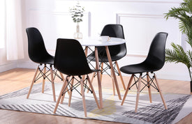 5pc Eiffel Dinette Set Black - Wood Legs