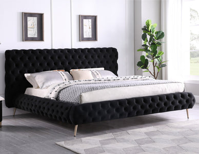 Upholstered Deep Tufting Velvet Bed in Black **Shipped in the GTA Area Only**