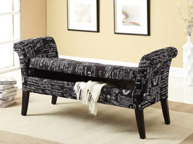 FURNITUREMATTRESSDIRECT-Storage Bench Black French Fabric BS115