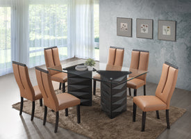 FURNITUREMATTRESSDIRECT-DINETTE SET WITH TEMPERED GLASS IN ESPRESSO H-KS106