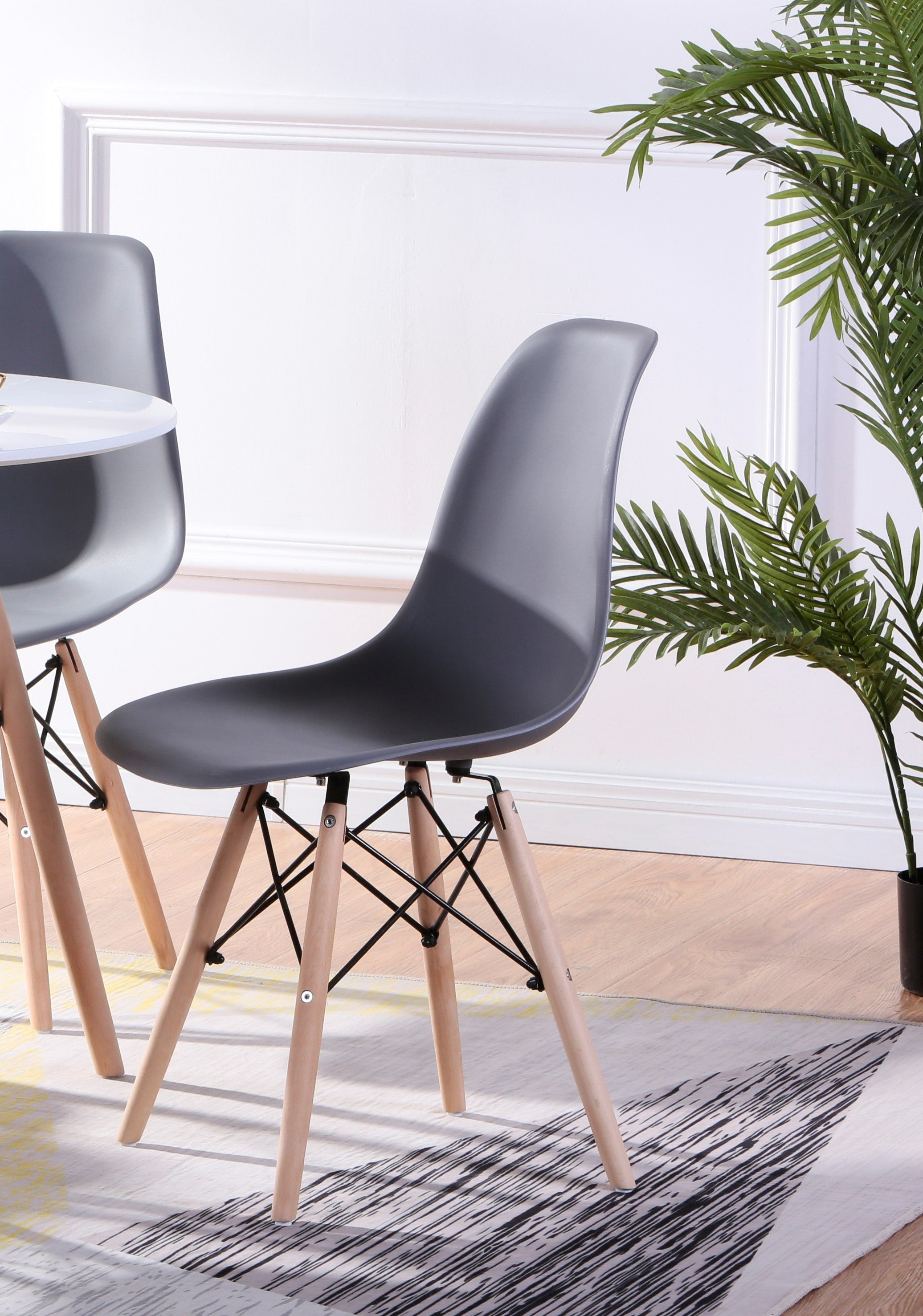 5pc Eiffel Dinette Set in Grey - Wooden Legs