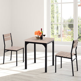 3pcs Wooden Dining Set Industrial Style Wood and Metal Kitchen Table Set for 2 Chairs Modern and Sleek Dinette Home Furniture