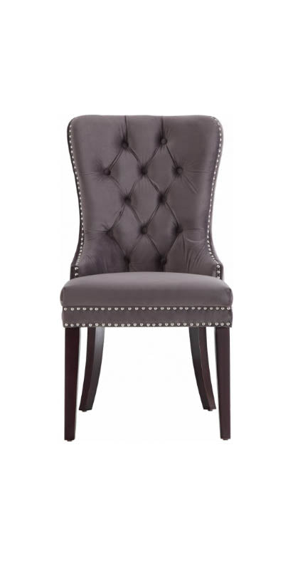 FURNITUREMATTRESSDIRECT-VELVET DINING CHAIR IN GREY - INT-CHA112