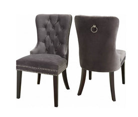 FURNITUREMATTRESSDIRECT-VELVET DINING CHAIR IN GREY - INT-CHA112