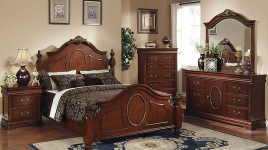 King Bedroom Set-8 Piece in Brown