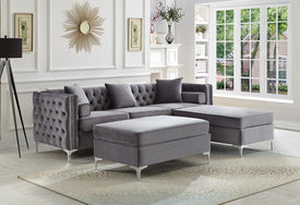 Grey Velvet Sofa Sectional With Deep Tufting ***Shipped in the GTA Only***