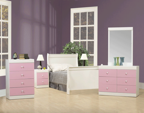 Pink an White Bedroom Set-Twin