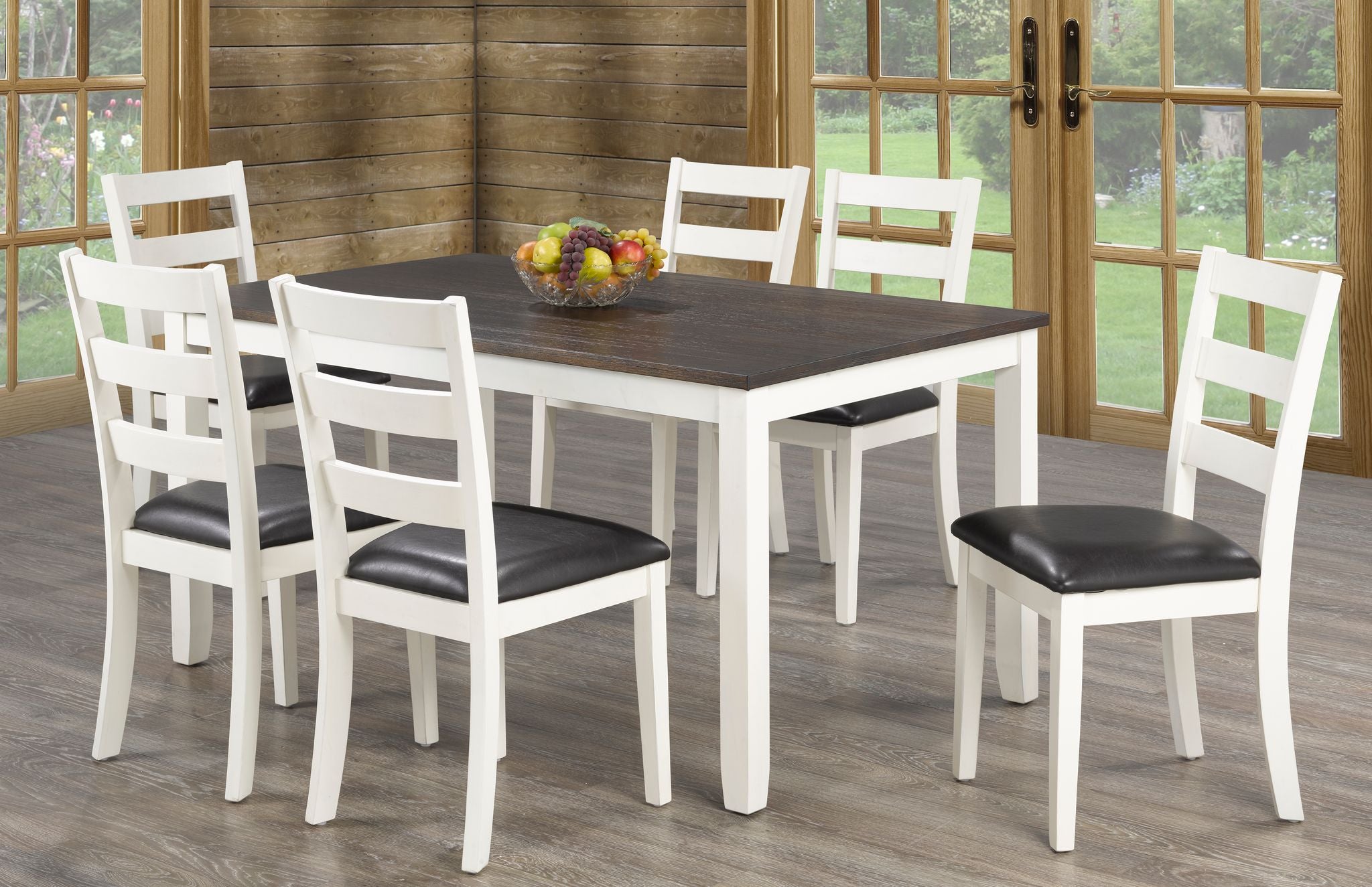 7-PIECE DINING SET WITH ESPRESSO-WHITE-OAK COLOUR FINISH