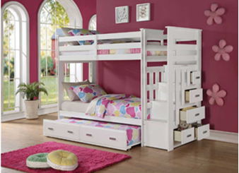 Twin Over Twin Trundle Bunk Bed with Staircase and Drawers