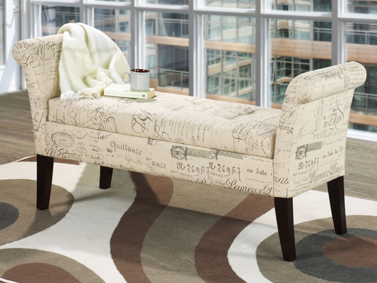 FURNITUREMATTRESSDIRECT-Storage Bench Beige French Fabric BS116
