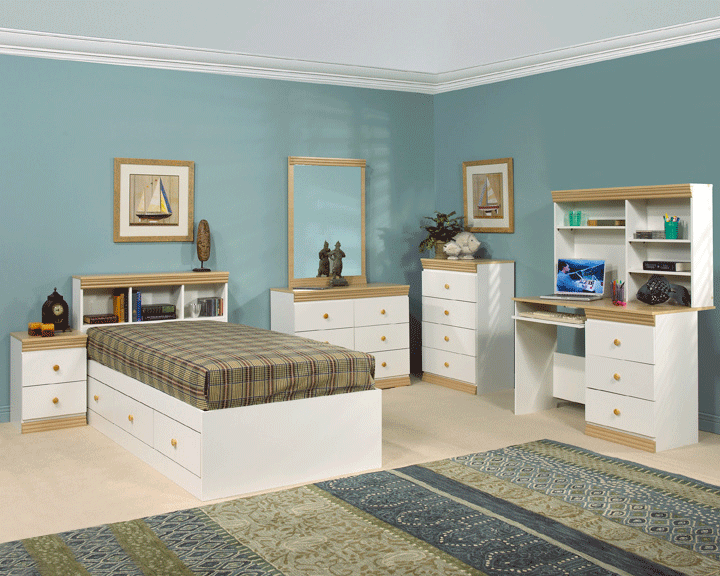 Kid's Bedroom Set in White-Twin