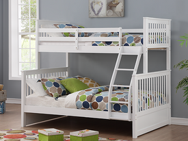 Twin Over Double Bunk Bed in White